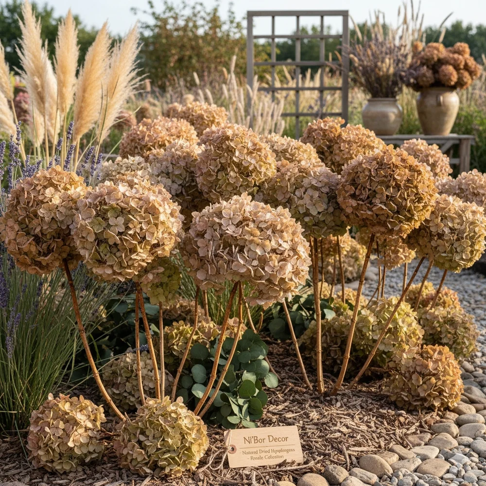 Natural Dried Hydrangeas - Brown From My Home Garden 6 Stems Per Order.